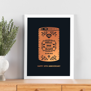 10th Tin Can Wedding Anniversary Print