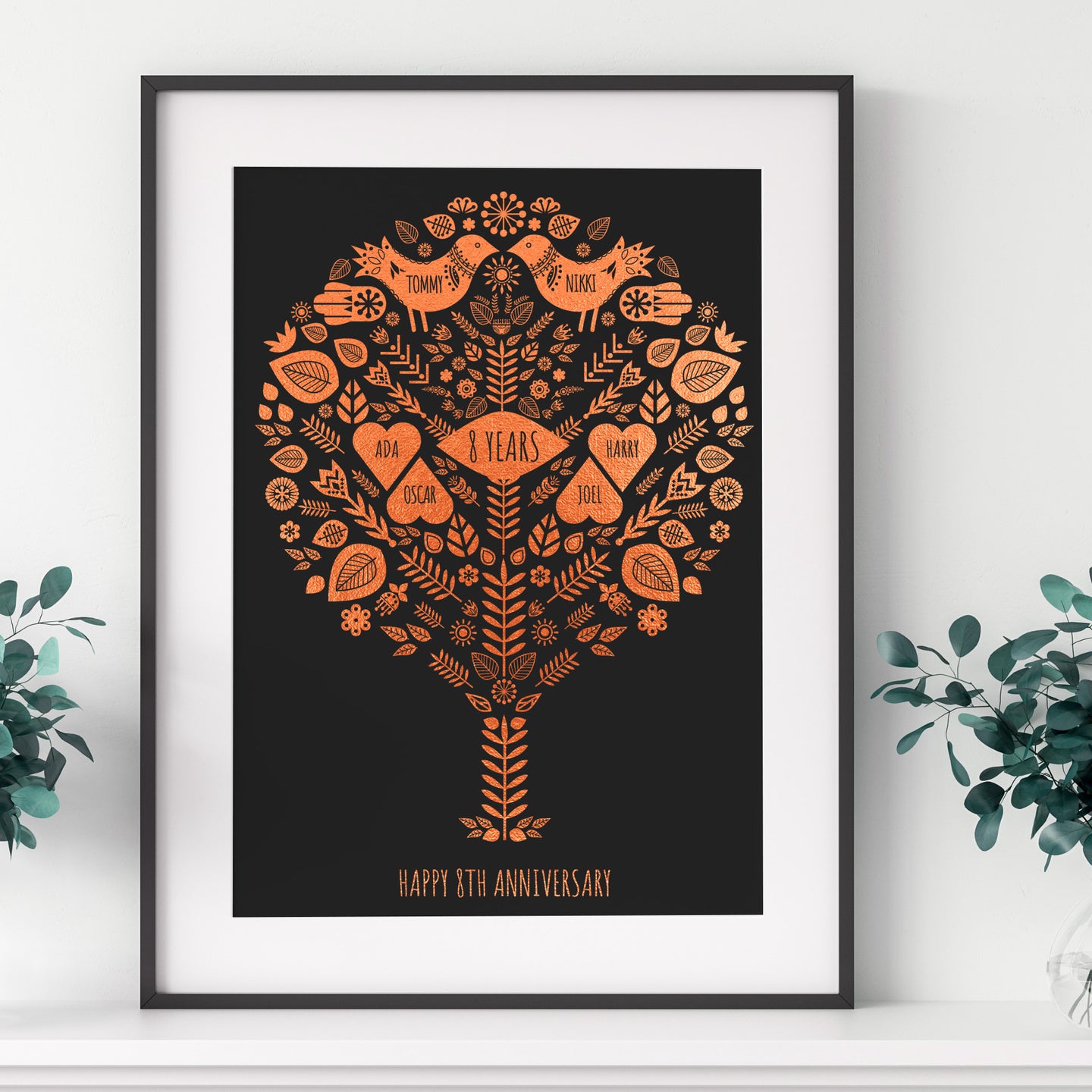 8th Bronze Anniversary Family Tree Print