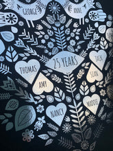 Load image into Gallery viewer, 25th Silver Anniversary Family Tree Print