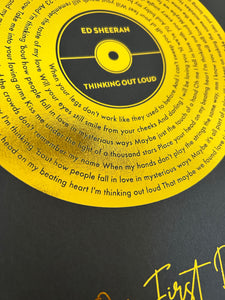 Vinyl Record Song Lyric Print