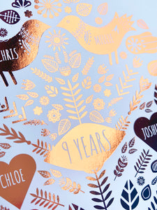 9th Copper Anniversary Family Tree Print