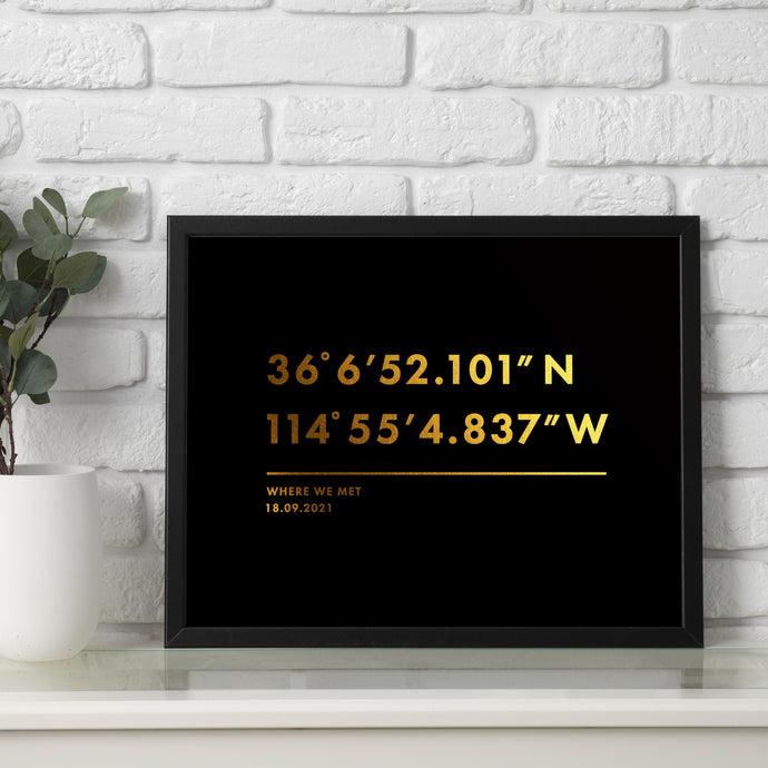 Personalised Wedding Location Coordinates Print