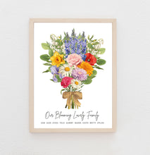 Load image into Gallery viewer, 40th Birthday Gift For Women, Birth Flower Birthday Print, 40th Gift For Mum, Fortieth Gift, Custom Family Flower Bouquet, Birth Month Gift