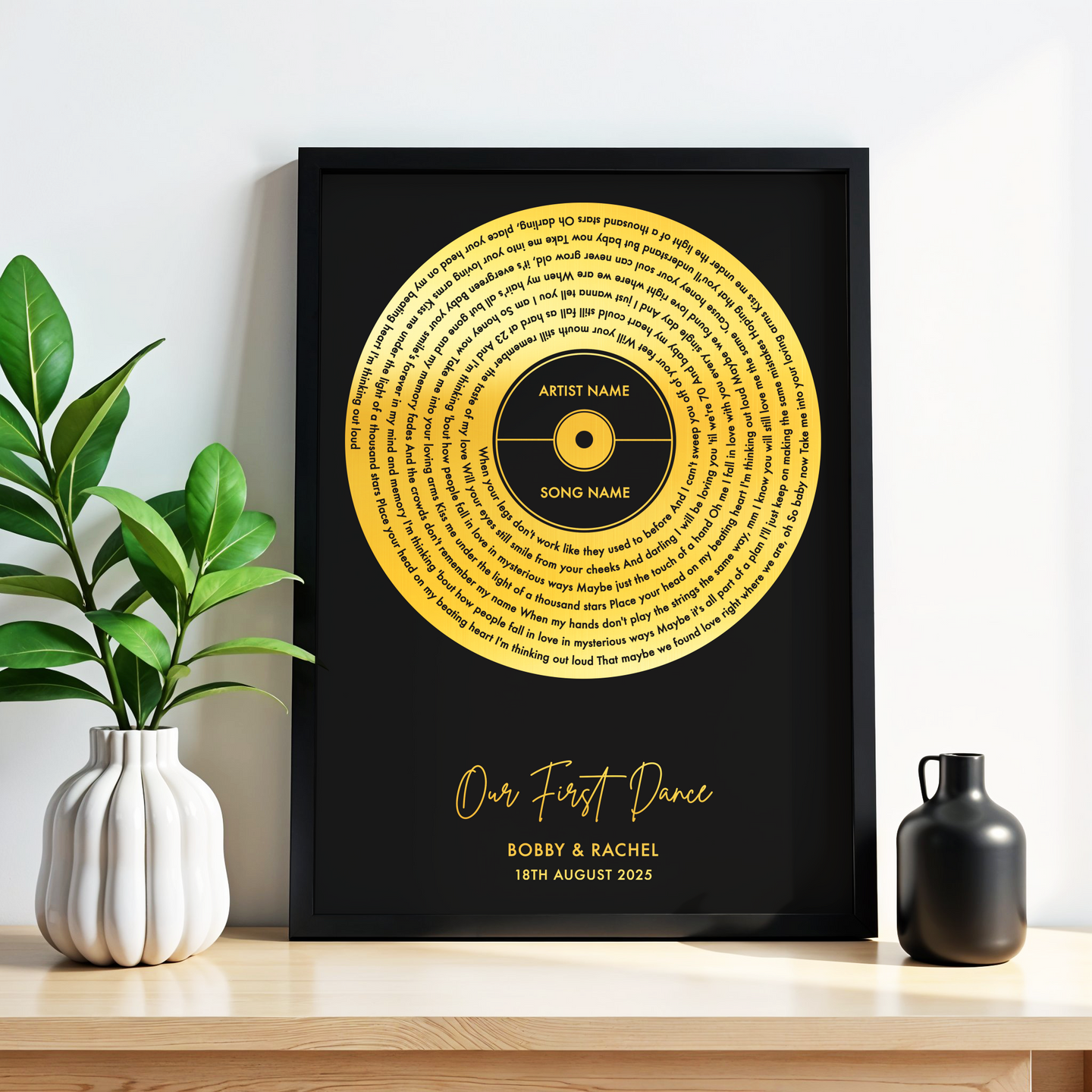 Vinyl Record Song Lyric Print