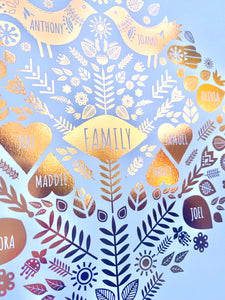 8th Bronze Anniversary Family Tree Print