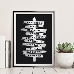 Signpost Destination Travel Memories Print