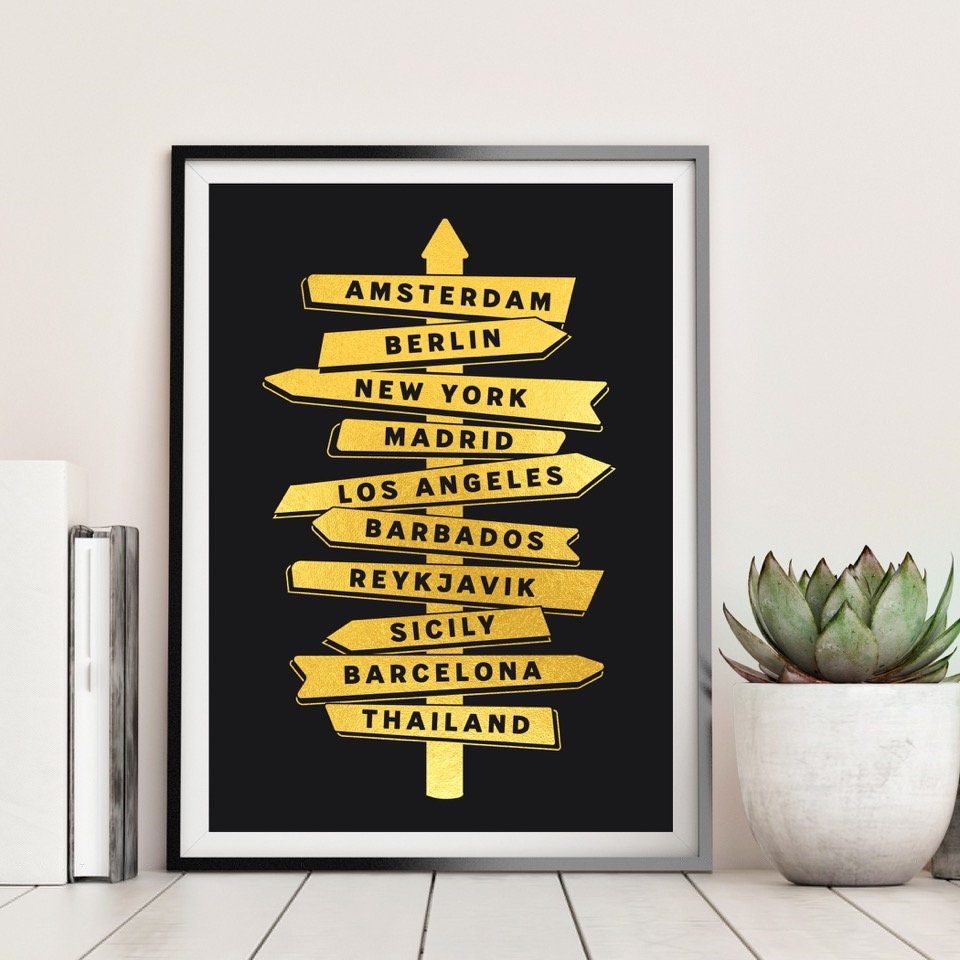 Signpost Destination Travel Memories Print