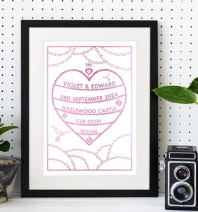 Personalised Wedding Details Print Gift