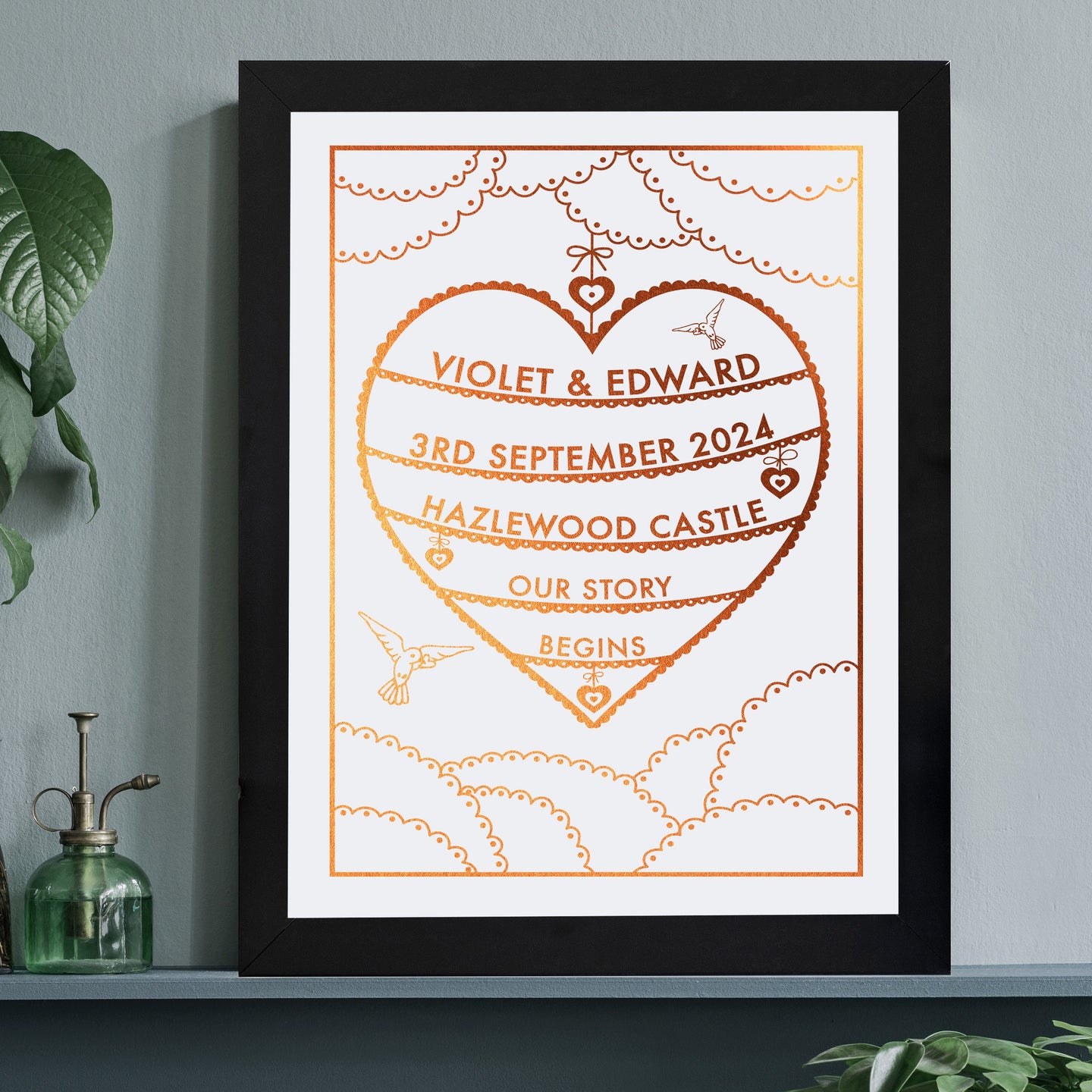 Personalised Wedding Details Print Gift